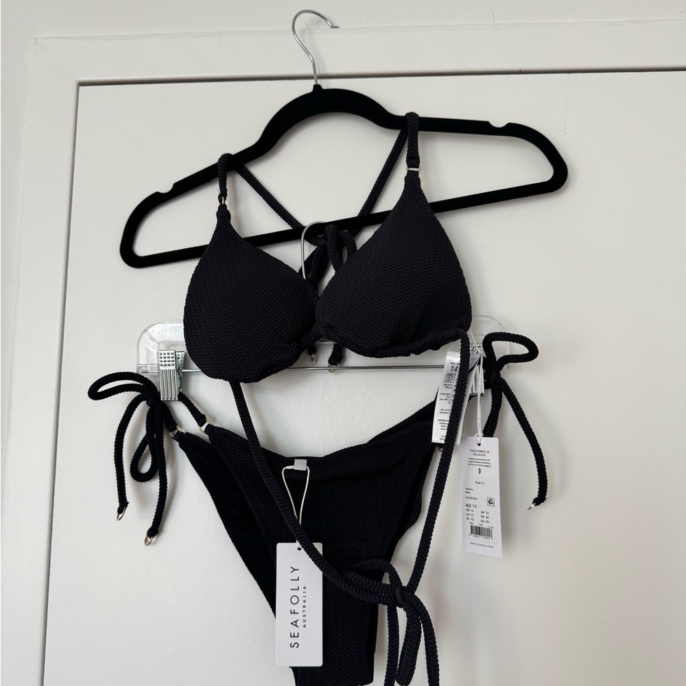BRAND NEW W TAGS - Sea Folly Sea Dive Black Bikini Set